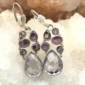 Gorgeous Amethyst Dangle Earrings 925 Silver NWOT